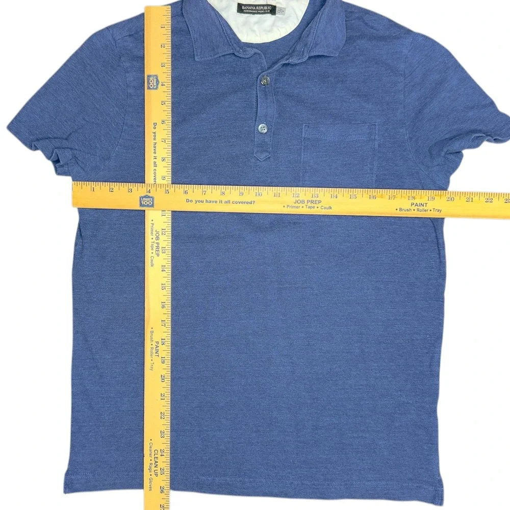 Banana Republic Performance Pique Polo Shirt Mens Med Blue Cotton BR+ Rugby Golf